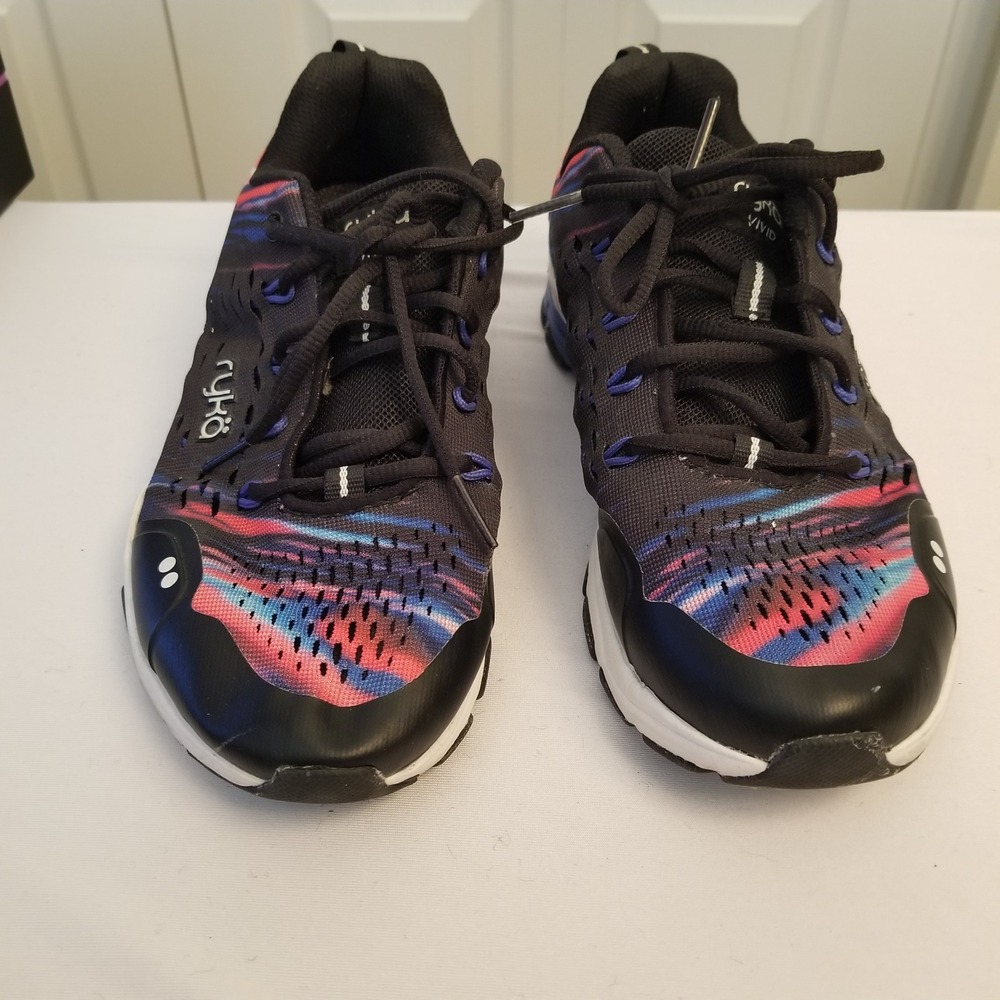 Ryka Vivid RZX Womens Training Shoes Black Multi Color Abstract Mesh Sneakers 8M
